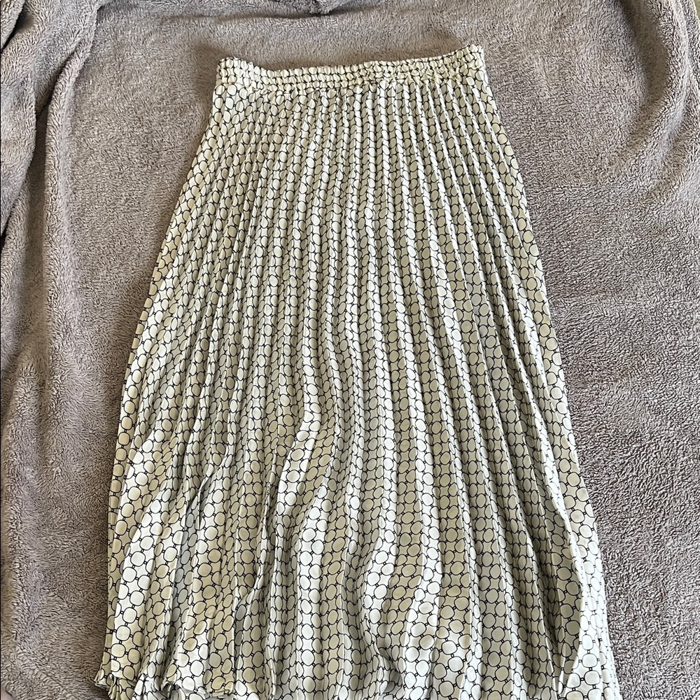 Max Studio Cream Midi Skirt with Black Dot Print